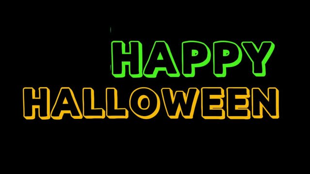 Green background animation video saying happy helloween