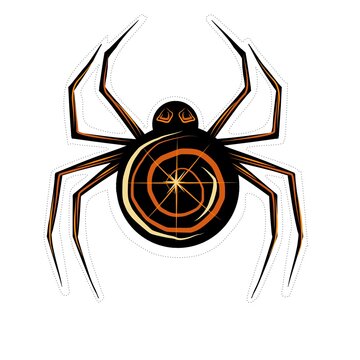 Spider black. JPEG illustration for Halloween. Design template, for stickers, creating patterns, 
wallpaper, wrapping paper, for  postcards, fabric, clothing, for children.
