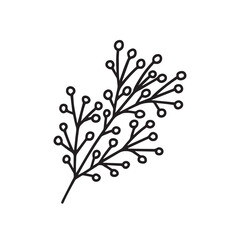 Branch with berries vector doodle illustration. Hand drawn Christmas plant