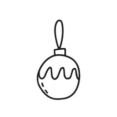 Doodle Christmas ball vector illustration. Hand drawn Christmas tree decor
