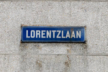 Street Sign Lorentzlaan At Amsterdam The Netherlands 23-9-2022