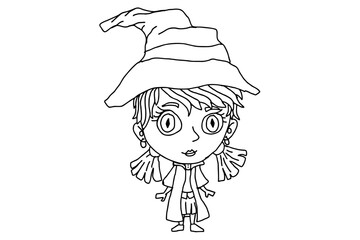 Halloween Cartoon Character - Young Witch Vector