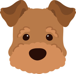 Simple and adorable Welsh Terrier illustration Front Face flat colored