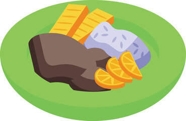 Dinner lunch icon isometric vector. Food cuisine. Dish plate