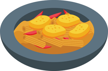 Pasta food icon isometric vector. Cuisine rice. Fried meal