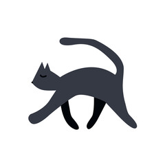 Vector flat black cat illustration