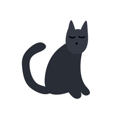 Vector flat black cat illustration