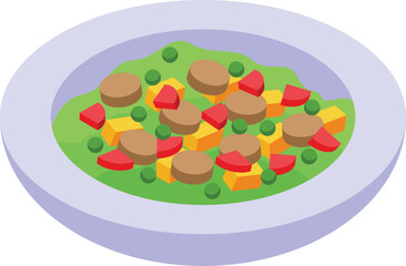 Caribbean food icon isometric vector. Rice cuisine. Meal dinner