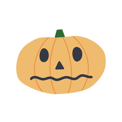 Vector Halloween pumpkin with Jack-O`Lantern face illustration. Cute pumpkin head in cartoon style