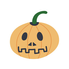 Vector Halloween pumpkin with Jack-O`Lantern face illustration. Cute pumpkin head in cartoon style