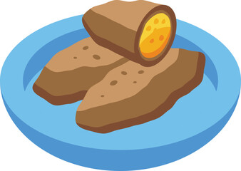 Ham food icon isometric vector. Spanish tapas. Meal tortilla