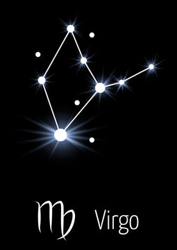 Horoscope constellation card template. Virgo zodiac sign