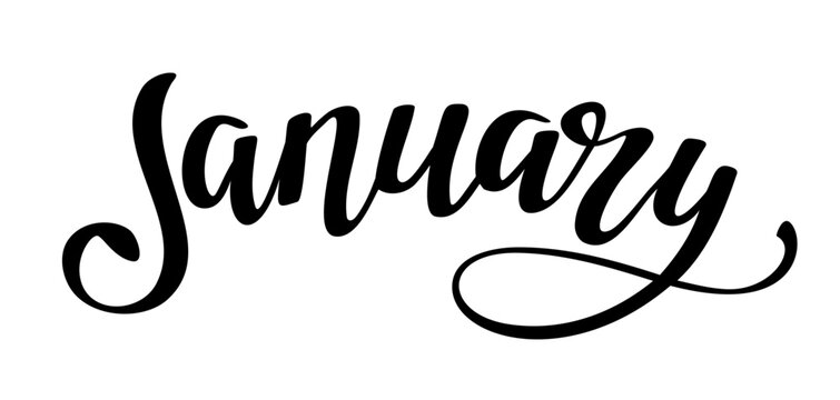 January black lettering inscription. winter sign. Vector illustration