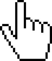 Pixel hand cursor. Retro press pointer symbol