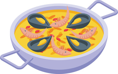 Shrimp soup icon isometric vector. Spanish cuisine. Tapas food