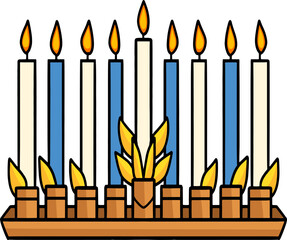 Hanukkah Menorah Cartoon Colored Clipart 