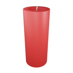 3D rendering red candle isolated on transparent background 