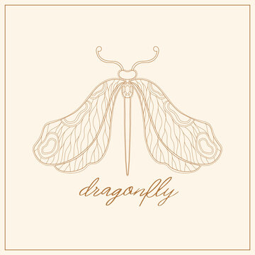 Art nouveau style dragonfly insect basic element. 1920-1930 years vintage design. Symbol motif design.