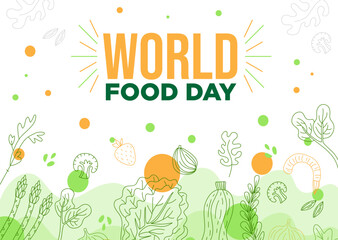 world food day, world vegetable day, vegetable on the world, fresh vegetable, vegan day, illustration vector is suitable for social media, banner, poster, Flyer and related with food, Food day banner 