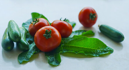Cucumber and tomato