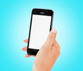 Hand holding modern blank screen smartphone