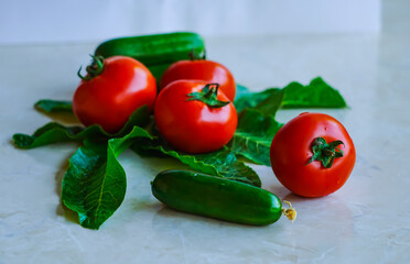 Cucumber and tomato