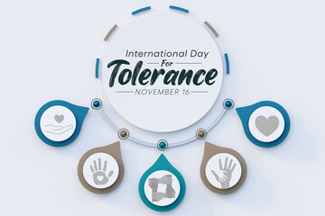 International day for Tolerance is observed every year on November 16, to generate public awareness of the dangers of intolerance. 3D Rendering