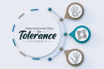 International day for Tolerance is observed every year on November 16, to generate public awareness of the dangers of intolerance. 3D Rendering