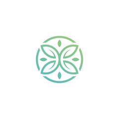 Green leaf circle vector logo. green leaf connection logo Leaf logo ,Eco graphic creative template. nature health green logo vector