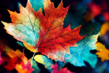 Naklejka na ściany i meble Colorful maple leaves background