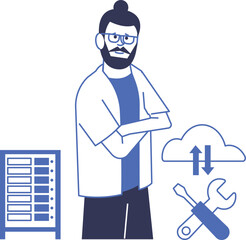 System Administrator. Vector character employee of the corporation.