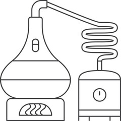 Distillation icon. Beverage production process line symbol