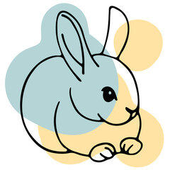 Hand drawn vector illustration of rabbit with color spots