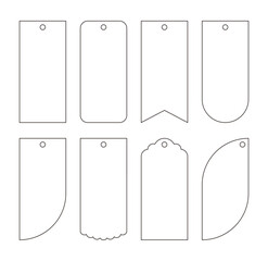 Label, tag illustration design set in simple line frame with blank space.