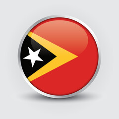 East Timor round flag design is used as badge, button, icon with reflection of shadow. Icon country. Realistic vector illustration.