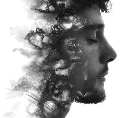 Dramatic paintography portrait of a young man
