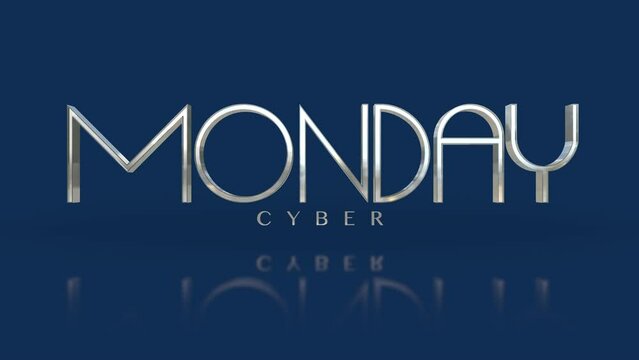 Elegance Cyber Monday text on blue gradient, motion abstract business, modern, promo and holidays style background