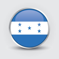 Honduras round flag design is used as badge, button, icon with reflection of shadow. Icon country. Realistic vector illustration.