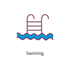 Swimming Vector Filled outline Icon Design illustration. Workout Symbol on White background EPS 10 File