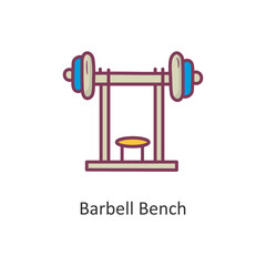 Barbell Bench Vector Filled outline Icon Design illustration. Workout Symbol on White background EPS 10 File