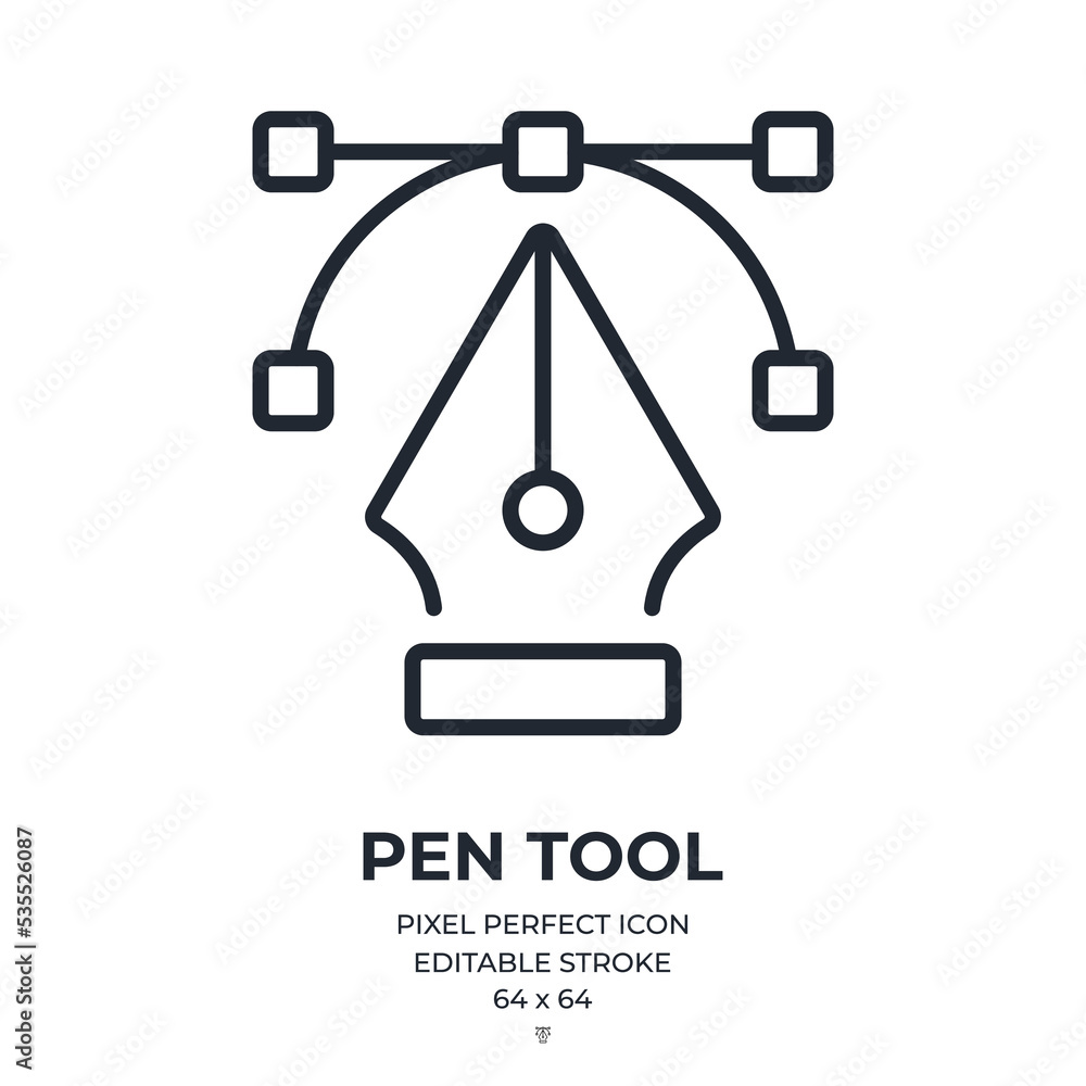 Canvas Prints pen tool editable stroke outline icon isolated on white background flat vector illustration. pixel p