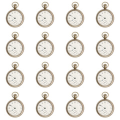 Plakat Silver and white Pocket watch on seamless background
