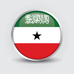 Somaliland round flag design is used as badge, button, icon with reflection of shadow. Icon country. Realistic vector illustration.