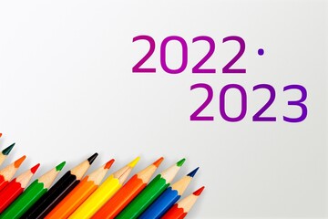2022 2023 numbers with colored pencils set