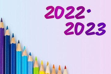 2022 2023 numbers with colored pencils set