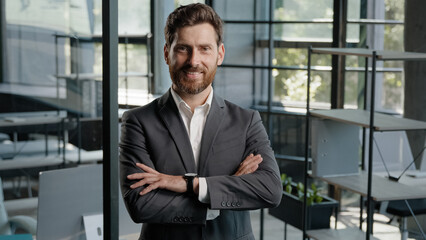 Caucasian 40s middle-aged adult bearded successful boss investor entrepreneur employer business man...