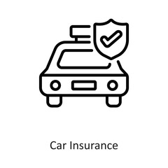 Car Insurance Outline Vector Icon Design illustration on White background. EPS 10 File