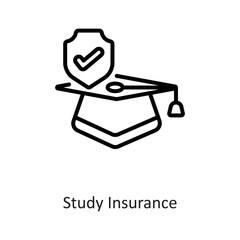 Study Insurance Outline Vector Icon Design illustration on White background. EPS 10 File