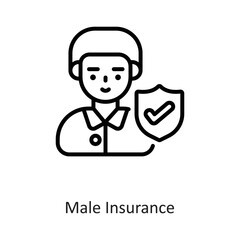 Male Insurance Outline Vector Icon Design illustration on White background. EPS 10 File