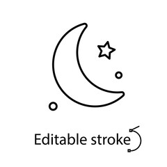 Moon and stars outline icon. Night party signboard. Sweet dreams item. Isolated vector stock illustration